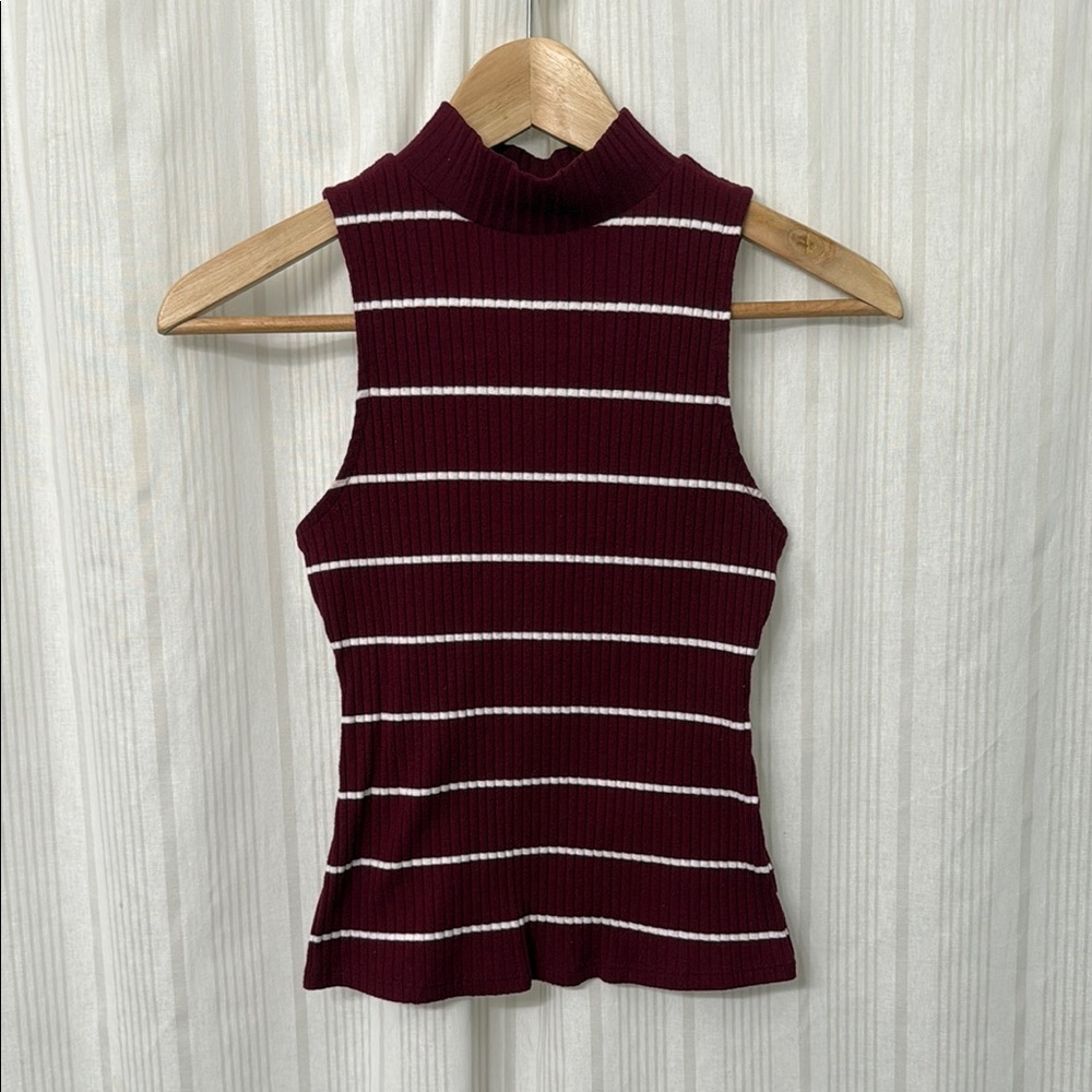 Arizona Jean Co. Mock Neck Ribbed Sleeveless Crop Top